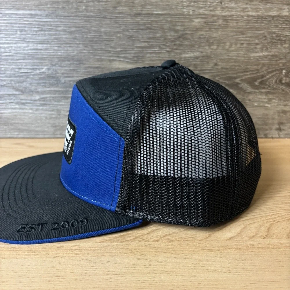 Davis Hydro Vac Hat Cap Snap Back Black Blue Panel Adjustable Mens